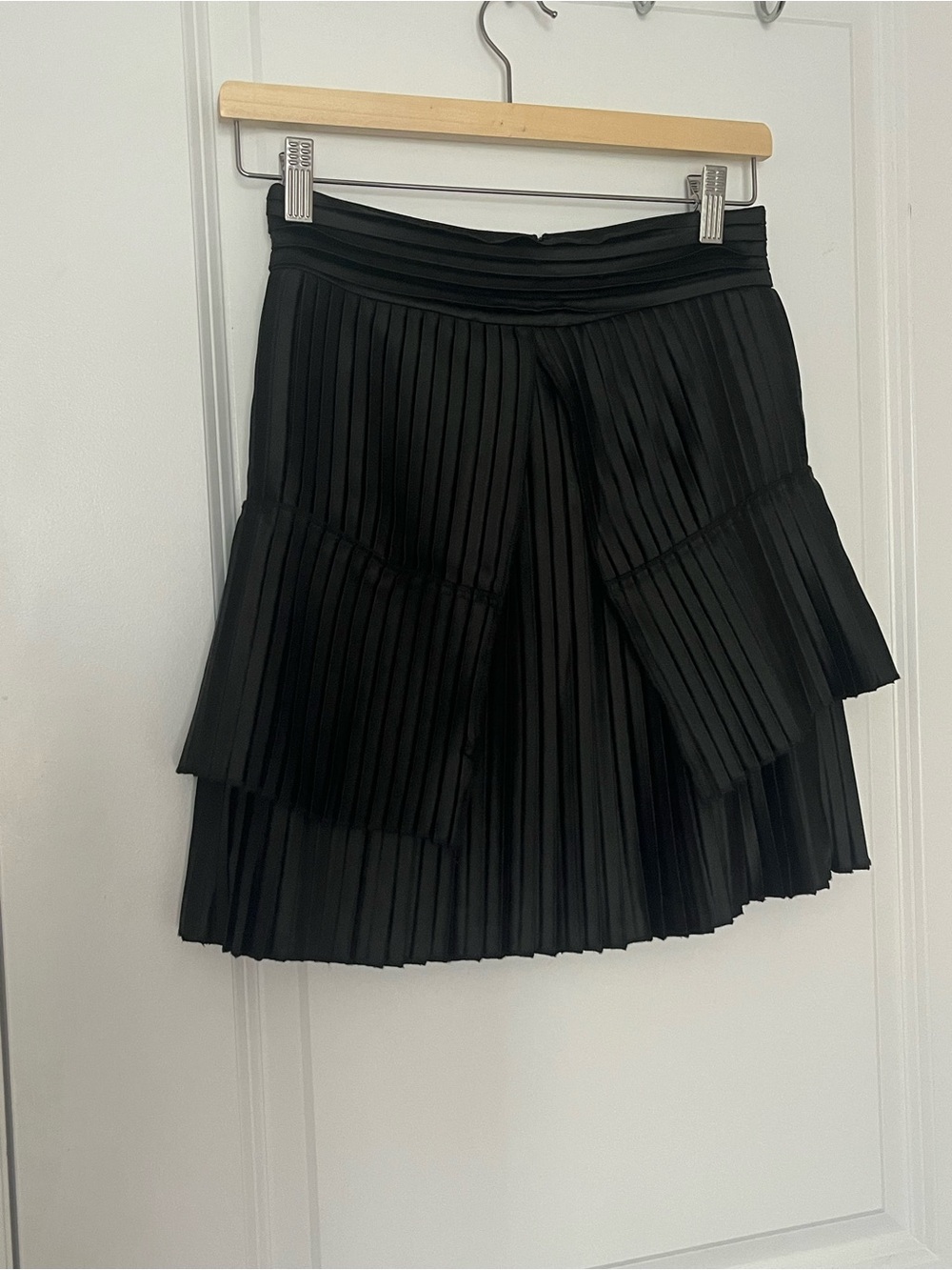Black Pleated Tiered Skirt